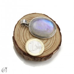 Sterling silver pendant with moonstone, oval - extra large, model 1