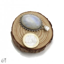 Sterling silver pendant with moonstone, oval - large, model 2