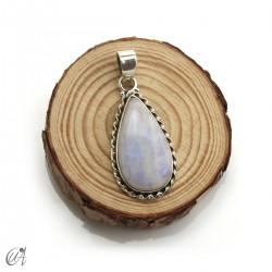 Lágrima de piedra luna en plata, colgante, mediano modelo 2