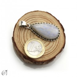 Lágrima de piedra luna en plata, colgante, mediano modelo 2