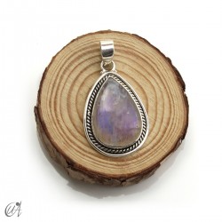 Lágrima de piedra luna en plata, colgante, mediano modelo 3