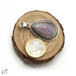 Lágrima de piedra luna en plata, colgante, mediano modelo 3