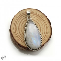 Lágrima de piedra luna en plata, colgante, grande modelo 2