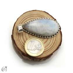 Lágrima de piedra luna en plata, colgante, grande modelo 2