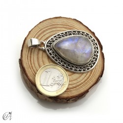 Lágrima de piedra luna en plata, colgante, grande modelo 3