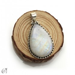 Lágrima de piedra luna en plata, colgante, extra grande modelo 2