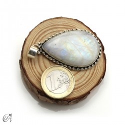 Lágrima de piedra luna en plata, colgante, extra grande modelo 2