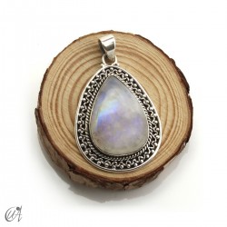 Lágrima de piedra luna en plata, colgante, extra grande modelo 3