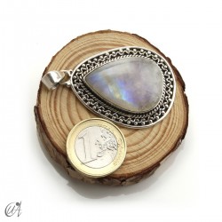 Lágrima de piedra luna en plata, colgante, extra grande modelo 3