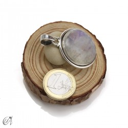 Circular moonstone pendant in sterling silver, model 2