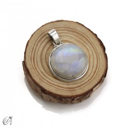 Colgante circular de piedra luna en plata, modelo 3