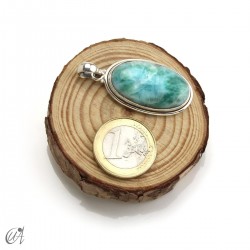 Colgante oval de larimar en plata 925, mediano modelo 1