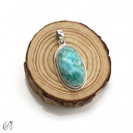 Oval larimar pendant in 925 silver, medium model 1