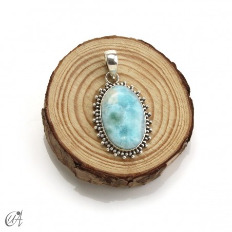 Oval larimar pendant in 925 silver, medium model 2