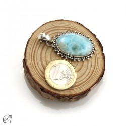 Oval larimar pendant in 925 silver, medium model 2