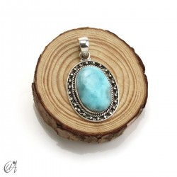 Colgante oval de larimar en plata 925, mediano modelo 3
