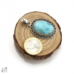 Colgante oval de larimar en plata 925, mediano modelo 3