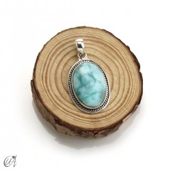 Colgante oval de larimar en plata 925, mediano modelo 4