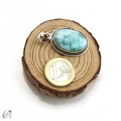 Colgante oval de larimar en plata 925, mediano modelo 4