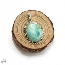 Oval larimar pendant in 925 silver, large model 2