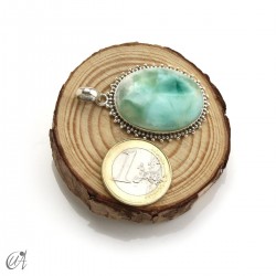 Colgante oval de larimar en plata 925, grande modelo 2