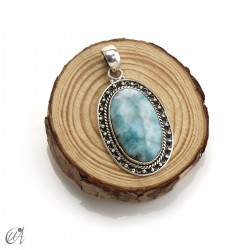 Oval larimar pendant in 925 silver, large model 3