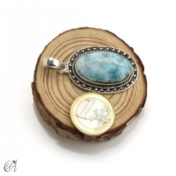 Oval larimar pendant in 925 silver, large model 3