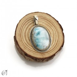 Colgante oval de larimar en plata 925, grande modelo 4