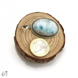 Oval larimar pendant in 925 silver, large model 4