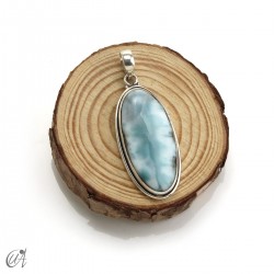 Colgante oval de larimar en plata 925, grande modelo 1