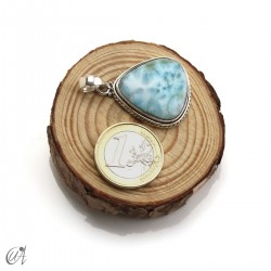 Colgante lágrima de larimar en plata de ley, mediano modelo 1
