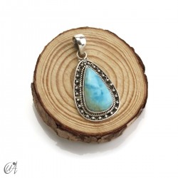 Colgante lágrima de larimar en plata de ley, mediano modelo 3