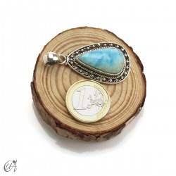 Pendant larimar teardrop in sterling silver, medium model 3