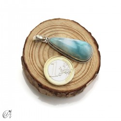 Pendant larimar teardrop in sterling silver, medium model 4