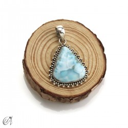 Pendant larimar teardrop in sterling silver, large model 3