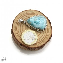 Pendant larimar teardrop in sterling silver, extra large model 1