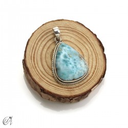 Pendant larimar teardrop in sterling silver, extra large model 1