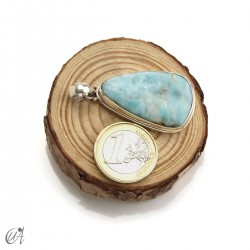 Pendant larimar teardrop in sterling silver, extra large model 2