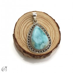 Pendant larimar teardrop in sterling silver, extra large model 3