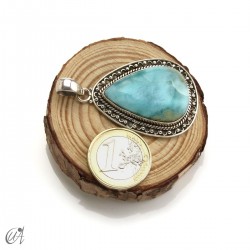 Colgante lágrima de larimar en plata de ley, extra grande modelo 3
