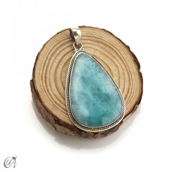 Pendant larimar teardrop in sterling silver, extra large model 4