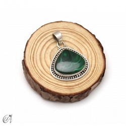 Lágrima de malaquita, colgante en plata de ley. Mediano - modelo 3