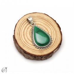 Lágrima de malaquita, colgante en plata de ley. Mediano - modelo 4
