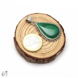 Lágrima de malaquita, colgante en plata de ley. Mediano - modelo 4