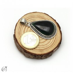 Malachite teardrop, sterling silver pendant. Large - model 3