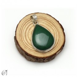 Malachite teardrop, sterling silver pendant. Extra large - model 2