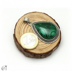 Malachite teardrop, sterling silver pendant. Extra large - model 3