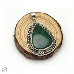 Lágrima de malaquita, colgante en plata de ley. Extra grande - modelo 4