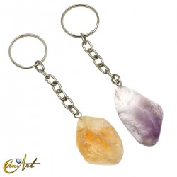 Tumbled natural stone keychain