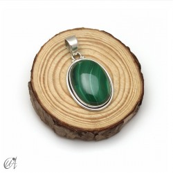 Colgante oval de malaquita en plata 925. Mediano - modelo 2